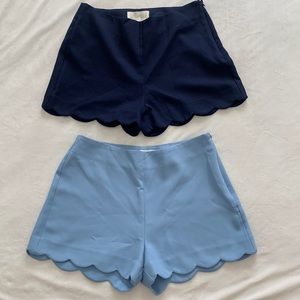 Dark Navy & Light Blue Scalloped Shorts